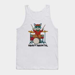 Cat Playing Drums Tank Top